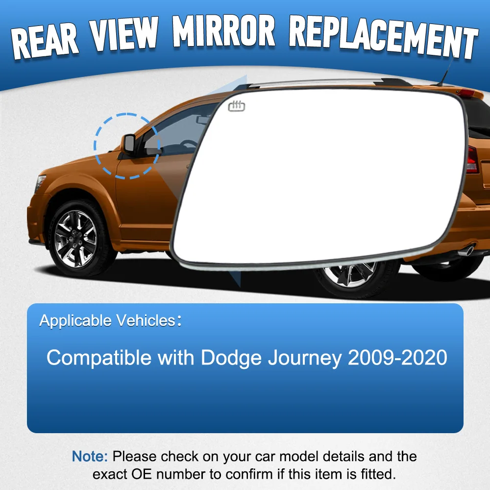 

Левое правое боковое зеркало заднего вида с подогревом стекло для 2009-2020 Dodge Journey Замена 68045693AA 68045692AA