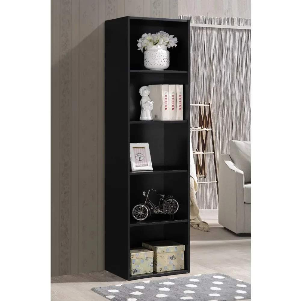 2023 New Hodedah 5-Shelf Bookcase, Black