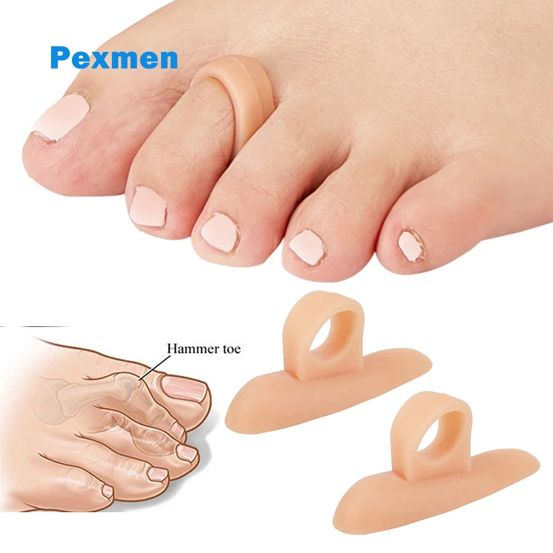 Pexmen 2/4Pcs Soft Gel Hammer Toe Straightener Hammertoe Support Crest Pads for Curled Curved Crooked Claw and Mallet Toes