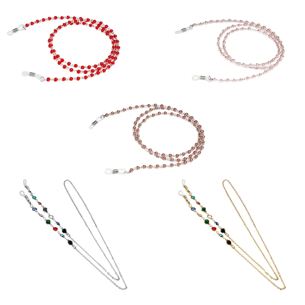 

5Pcs Anti-Slip Eyeglass Chains Beaded Adjustable Strap Holder Glasses Necklace String Holder Eyewear Accessories