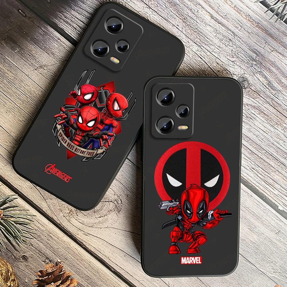 

Чехол для телефона с героями Marvel, Дэдпул, мультфильм для Xiaomi Redmi Note 13 12R 12 12S Turbo 11 11T 11S 10 10S Pro Plus, цвет черный