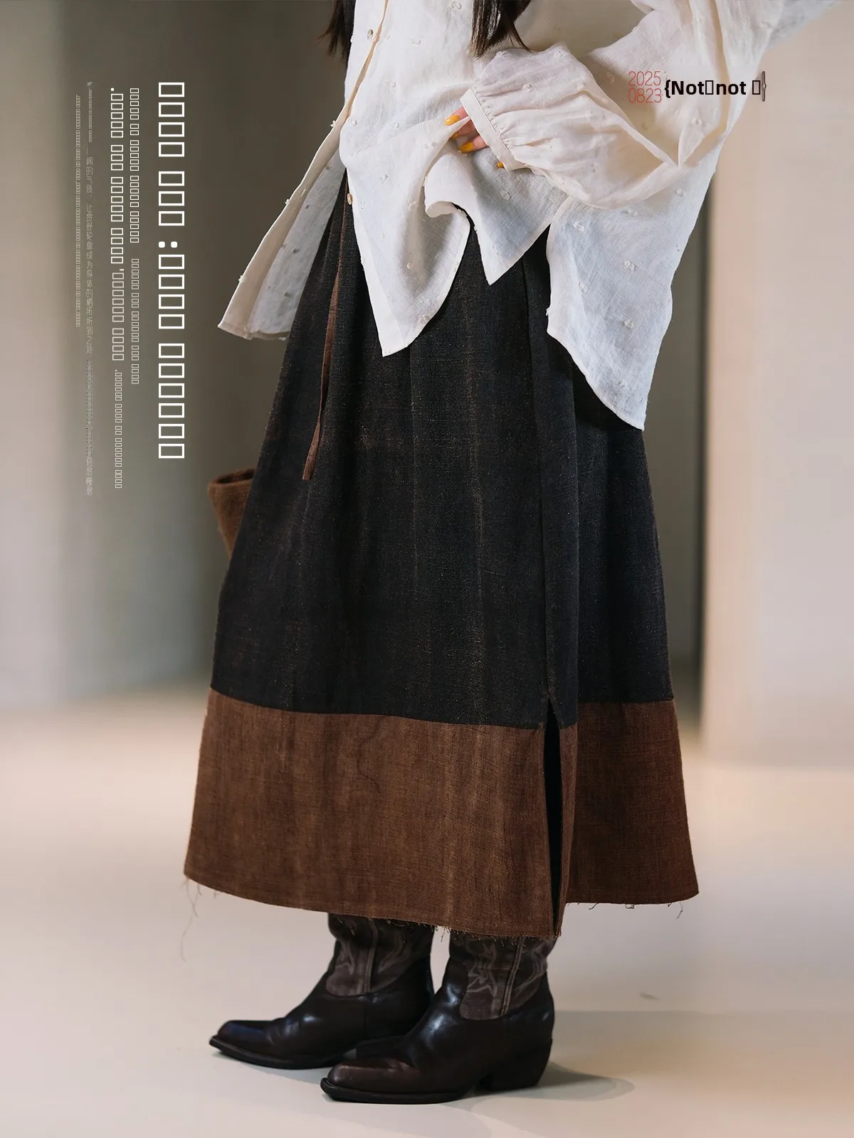 

Silk f Skirt Elastic Waist Patchwork Slimming A-Line New Chinese Sle Long Skirt Autumn Leisure Ladies Faion Straight Cut