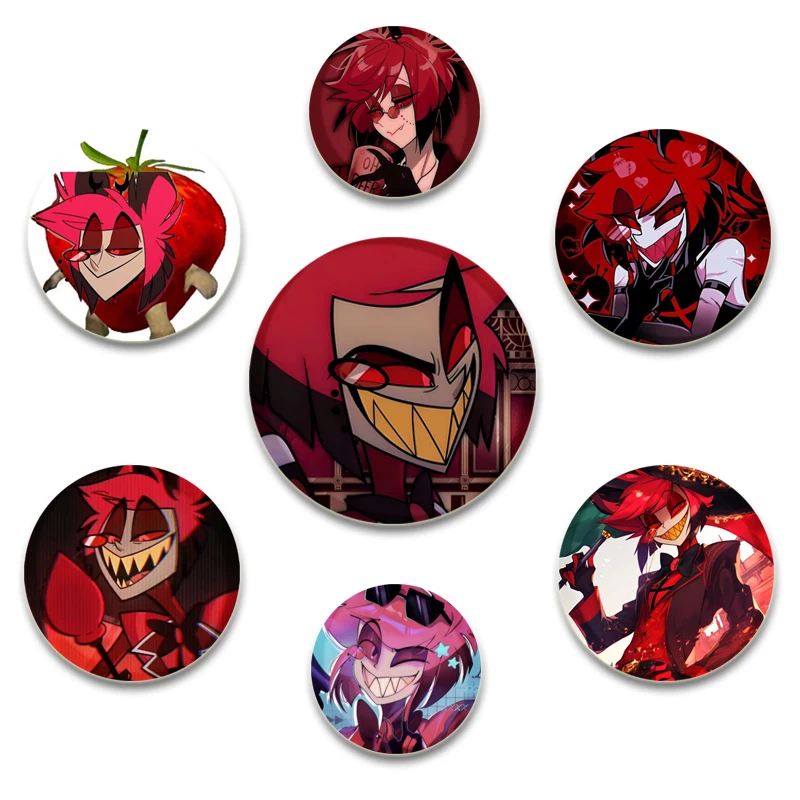 32/44/58mm Anime Cartoon Character Alastor Lapel Pins Creative Round Brooches Badges for Backpack Decoration Accessories Gifts