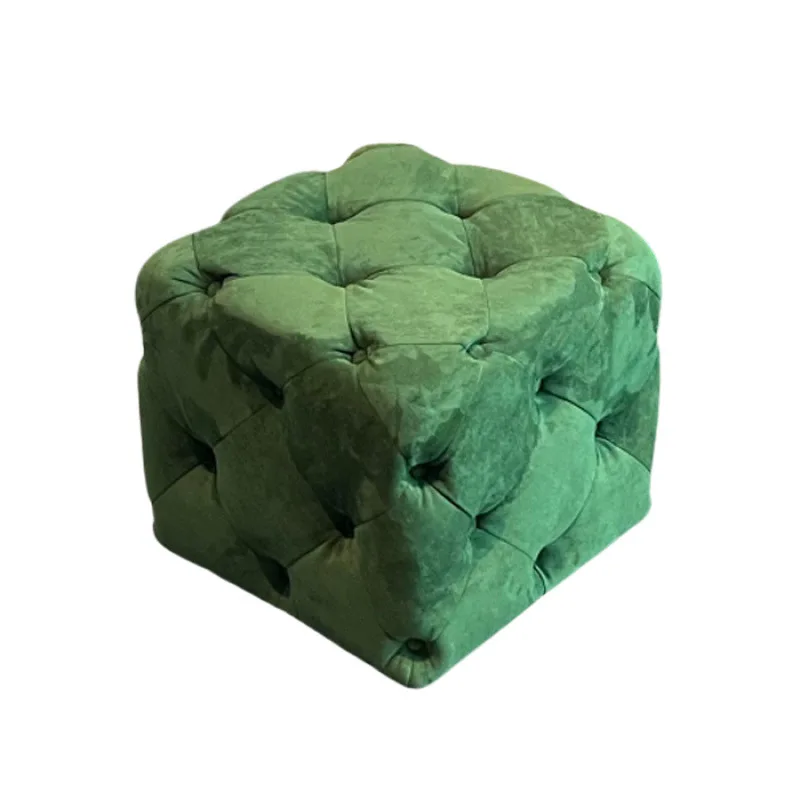 

American style light luxury velvet fabric shoe changing stool, home living room zipper coffee table, leather sofa stool
