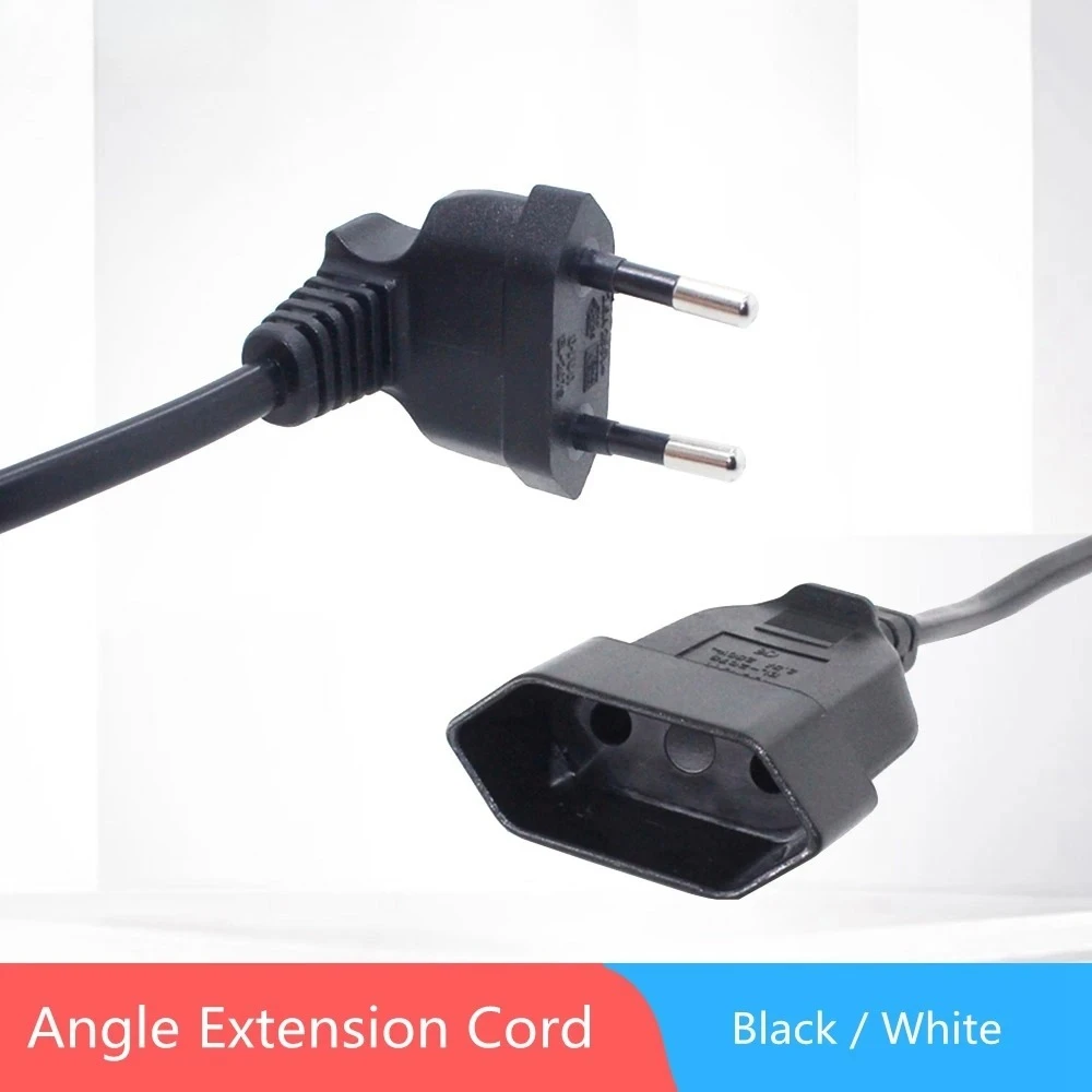

Europea 90 Degree Male Plug To Female Socket Power Extension Cable For PC Computer PDU 0.3m/0.6m/1.8m EU 2Prong Bend Angled Cord