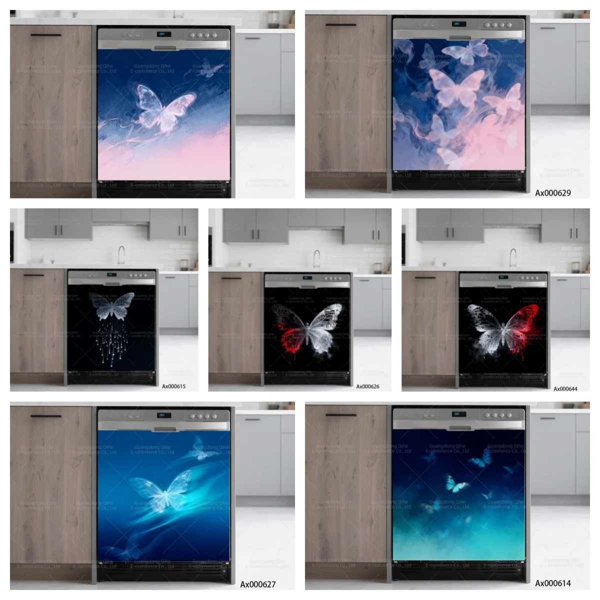 Dreamy Iridescent Butterfly Dishwasher Stickers Self-Adhesive Decals for Kitchen Door Poster Cabinets Aesthetics Decor Crafts