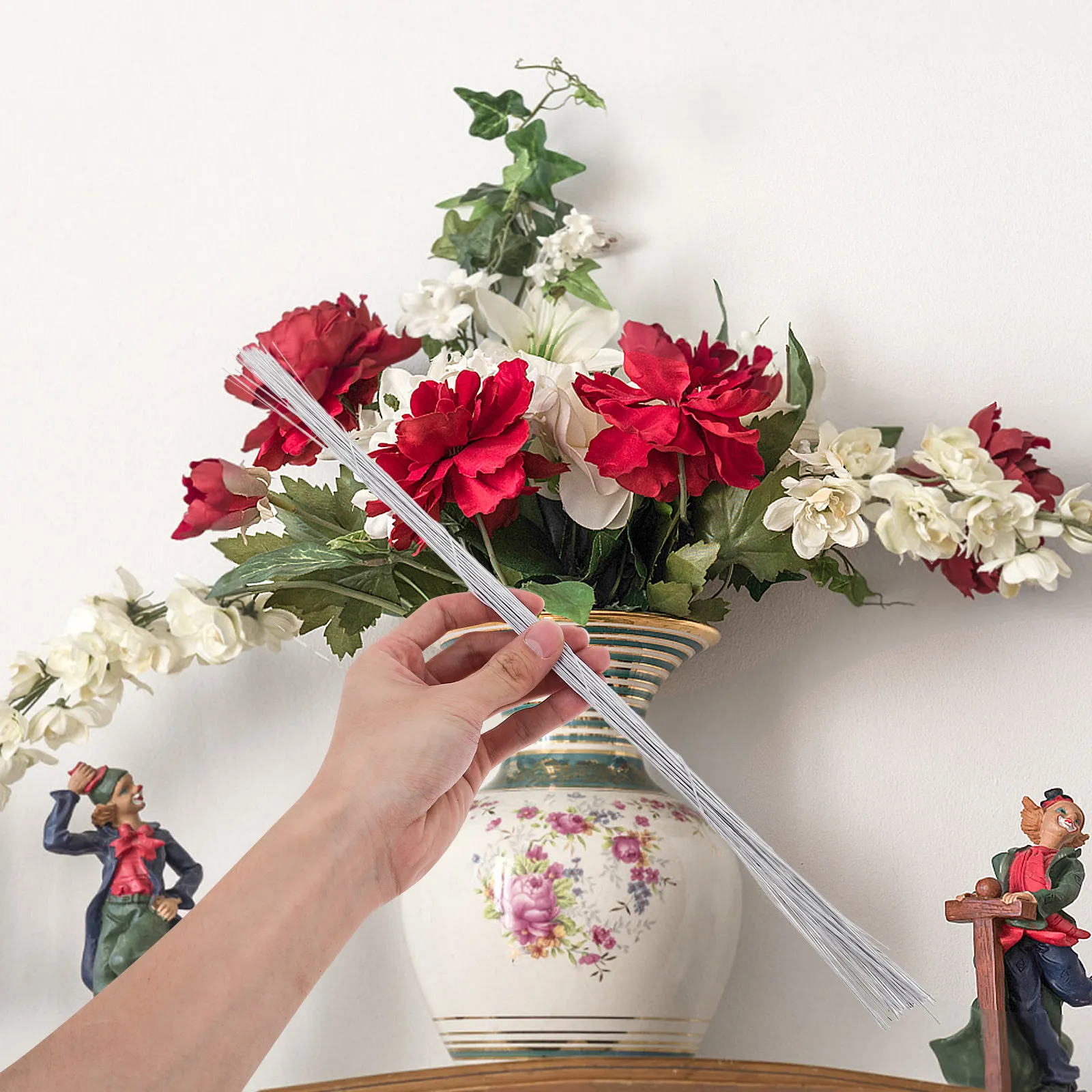 Wire Stem Florist - 50 Stück 24 Gauge Weißer Blumenarrangement-Draht