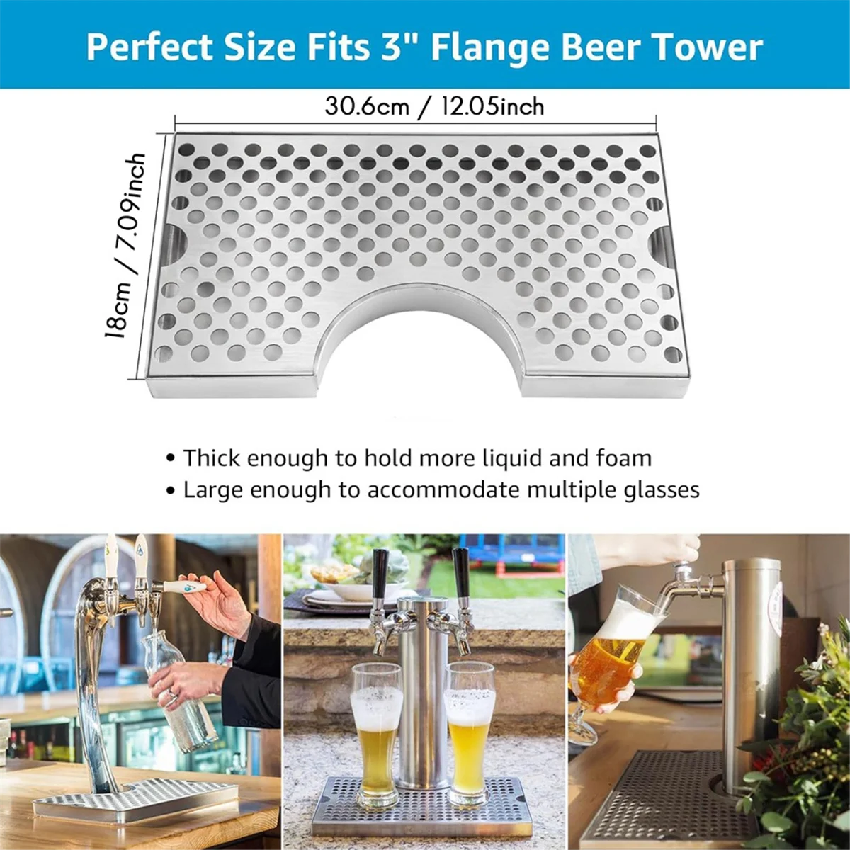 

Kegerator Tower Drip Tray Beer Drip Tray for Kegerator Stainless Steel Kegerator Drip Tray Beer Drip Tray for Beer Tap Cutout Ke