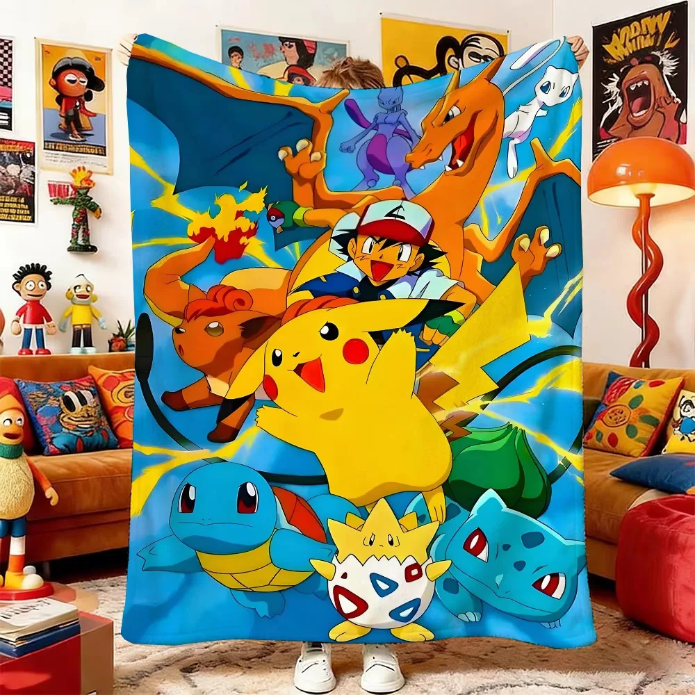 Anime Blanket P-Pokemon Sofa Blankets for Bed Ultra Soft Plush Warm Throw For Air Conditioning Room All Season Home Decor