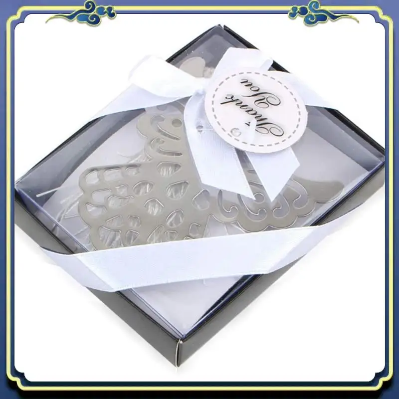 Portable 100Pcs Angel Bookmark Favor With Elegant Silk Tassel Wedding Party Favor Gift Boxed Book Lovers Collection Bookmark