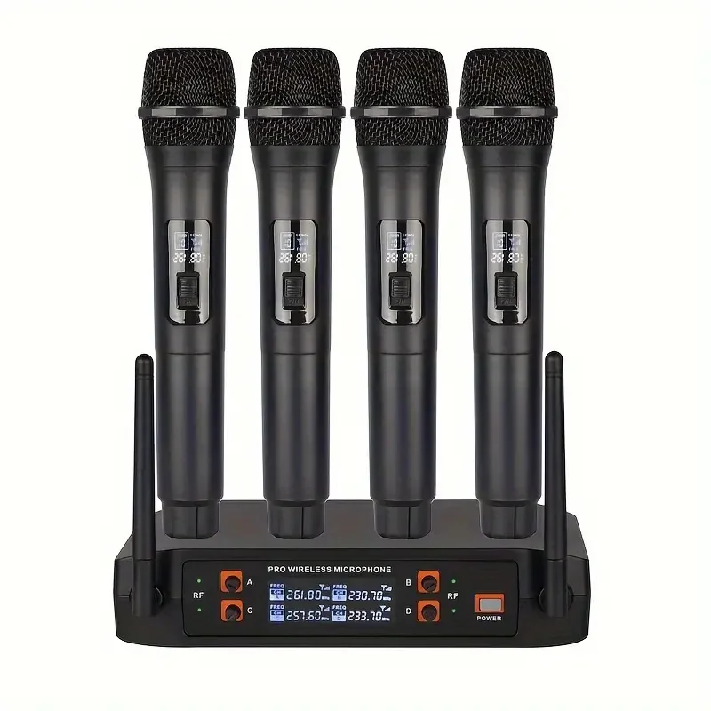 

TXP8 Wireless microphone, professional 4-channel karaoke handheld system for home karaoke, conference parties