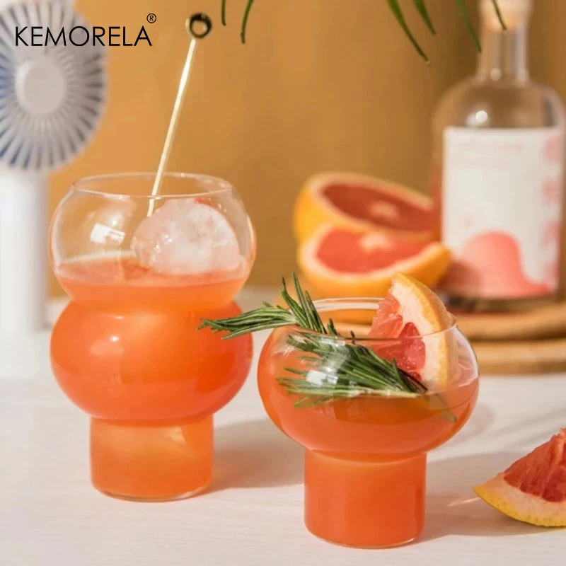 KEMORELA New Nordic Style Bar Cocktail Glass Coffee Mug Transparent Ball Yogurt Mousse Cup Ice Cream Dessert Cup Milk Shake Mug