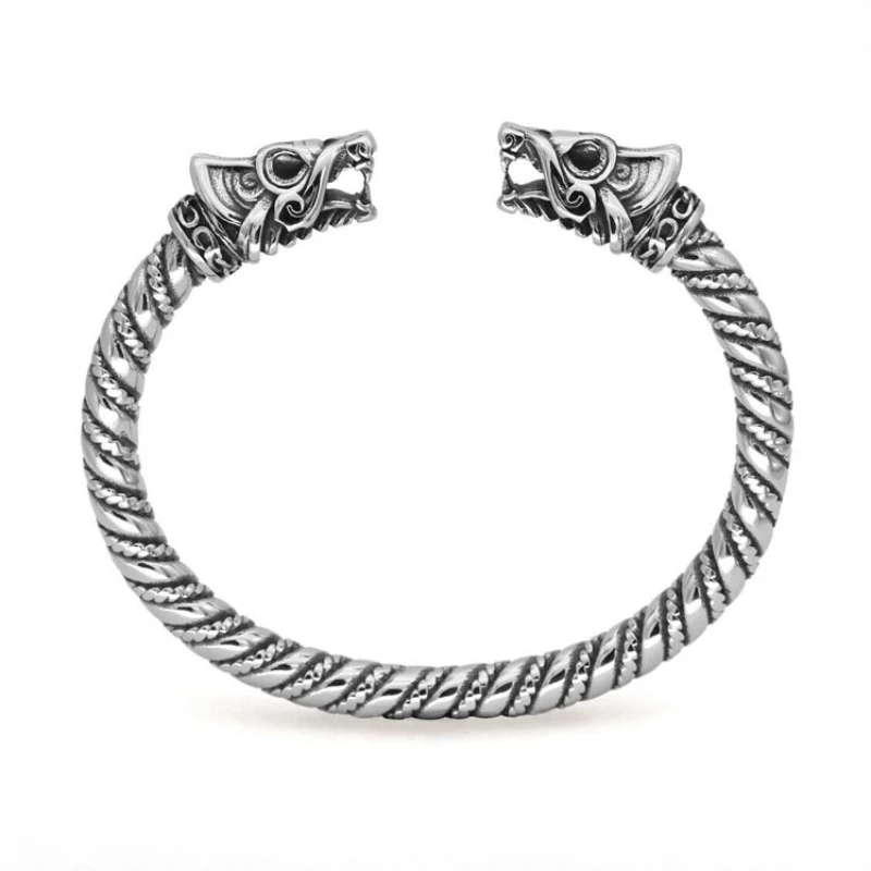 

CHUANGCHENG Vintage Norse Viking Arm Ring Fenrir Wolf Head Cuff Bangle Men's Bracelets Accessories Jewelry