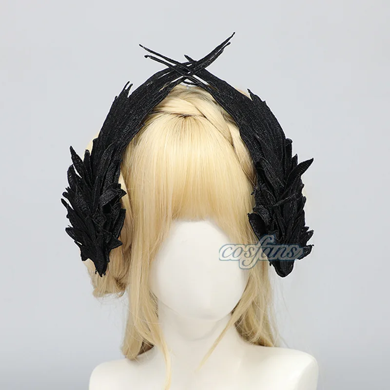 Black Devil Wings Cosplay Accessories Lolita Anime Angel Wing Feather Embroidery Headdress Halloween Party Costumes Hair Props