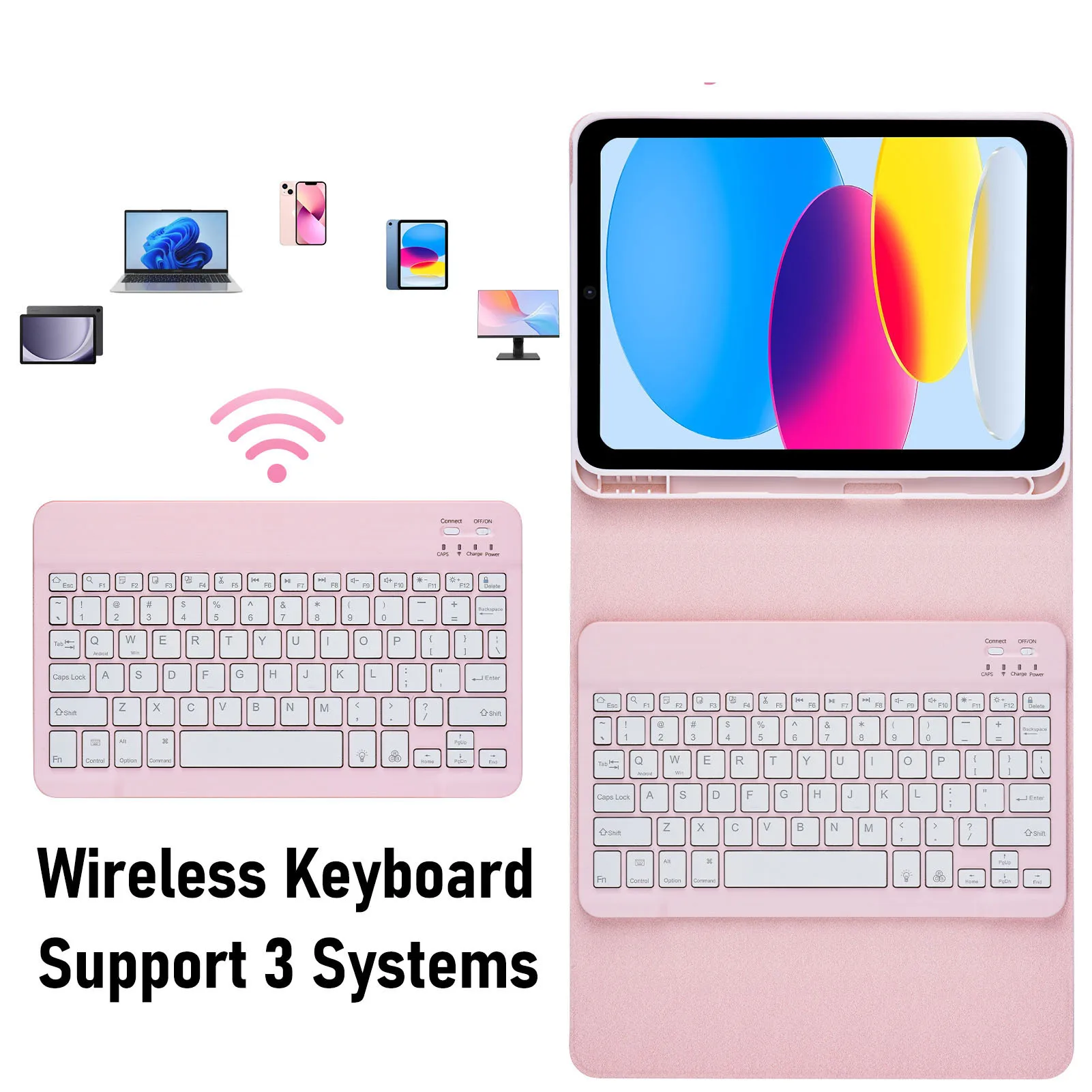 

Wireless Tablet Keyboard Case Bluetooth 3.0 Fit Tablet Keyboard Case Magnetic 7 Color Light with Pen Holder for Working