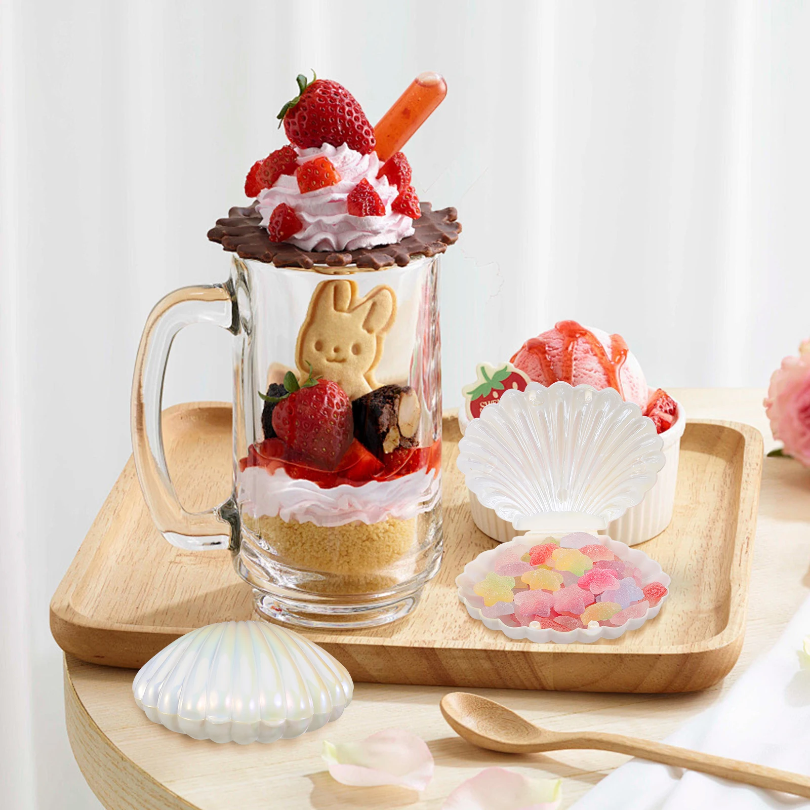 

10pcs Pearlized Seashell Candy Boxes Plastic Sweets Storage Containers For Party Favors Wedding Birthday Decorative Treat Boxes