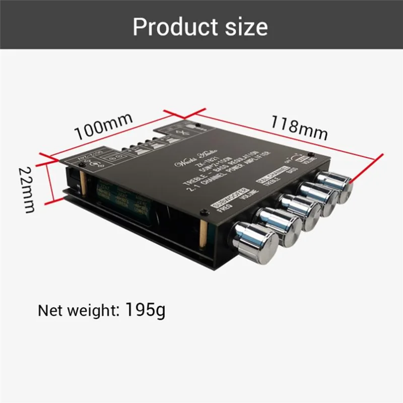 -A25M ZK-TB21 Bluetooth 5.0 Subwoofer Amplifier Board 50Wx2+100W 2.1 Channel Audio Stereo Bass AMP Module Support APP Control, D