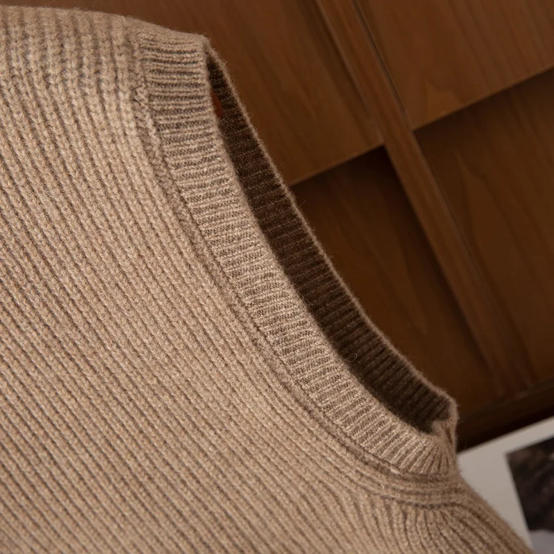Autumn/Winter New 100% Merino Wool Lapel Sleeveless Vest Men Woman Couple Sweater Color block Knit Male Waistcoat High Quality