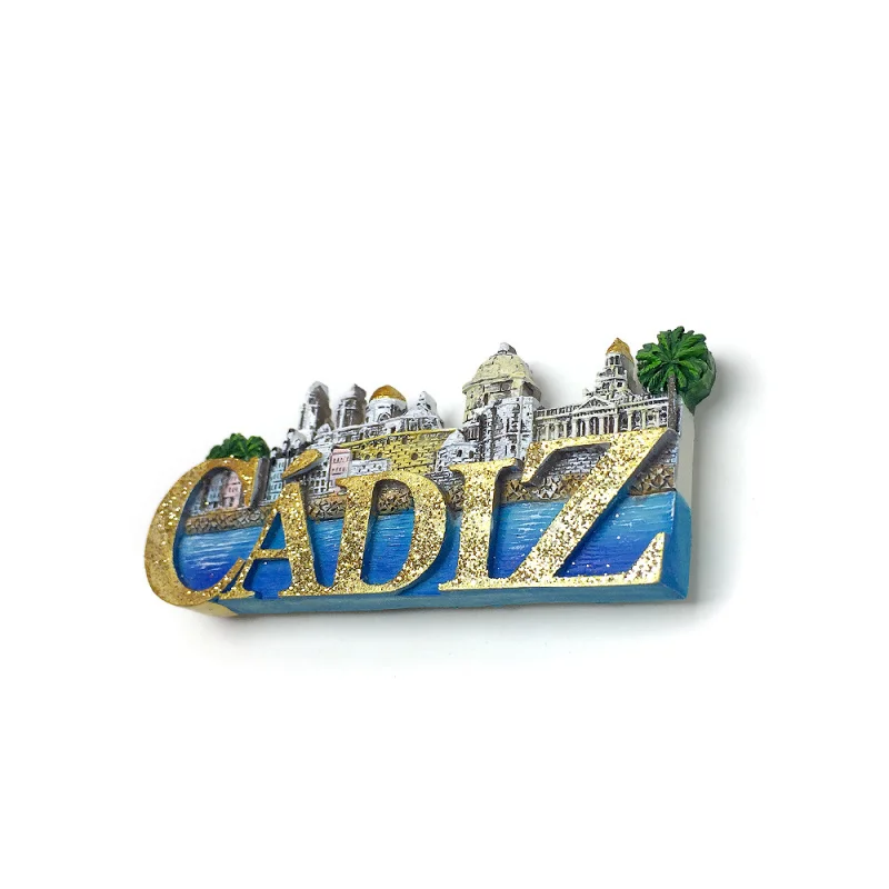 Cadiz, Spain Alphabet Landmark Building Cultural and Creative Magnetic Refrigerator Magnet Travel Souvenir Home Decorat