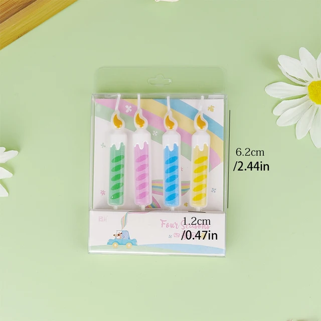 Colored Stripe Flame Happy Birthday Candle Children\'s First Year Party Cake Decoration Netizens Retro Cake Colored Candle