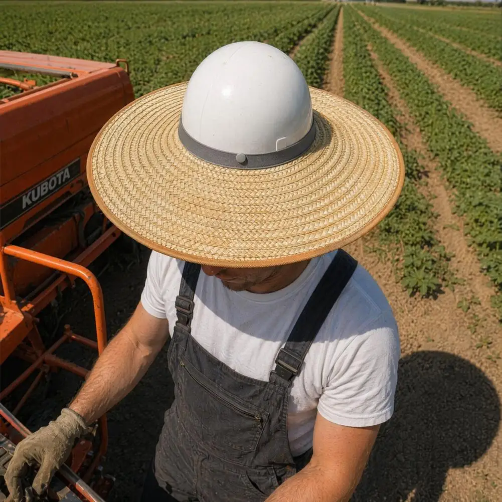 Hard Hat Sun Visor Hard Hat Visor Replacement Full Brim Woven Shade Hat Breathable Straw Sun Visor for Standard Hard Caps