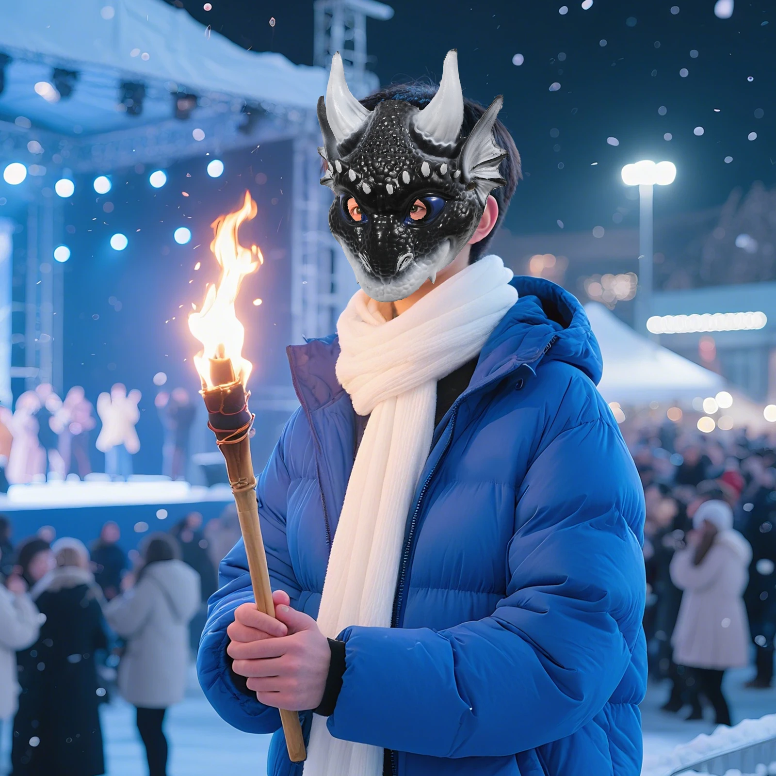 หน้ากากมังกรเด็ก ทำจากยางลาเท็กซ์ อุปกรณ์จัดปาร์ตี้ หน้ากากฮาโลวีน งานคาร์นิวัล หน้ากากสำหรับเด็ก งานเทศกาล ของประกอบการแสดง หน้ากากคอสเพลย์