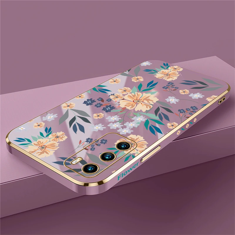 Flower Pattern Soft Case For Huawei P40 P20 P30 Pro Lite Silicone Plating Phone Cover Funda