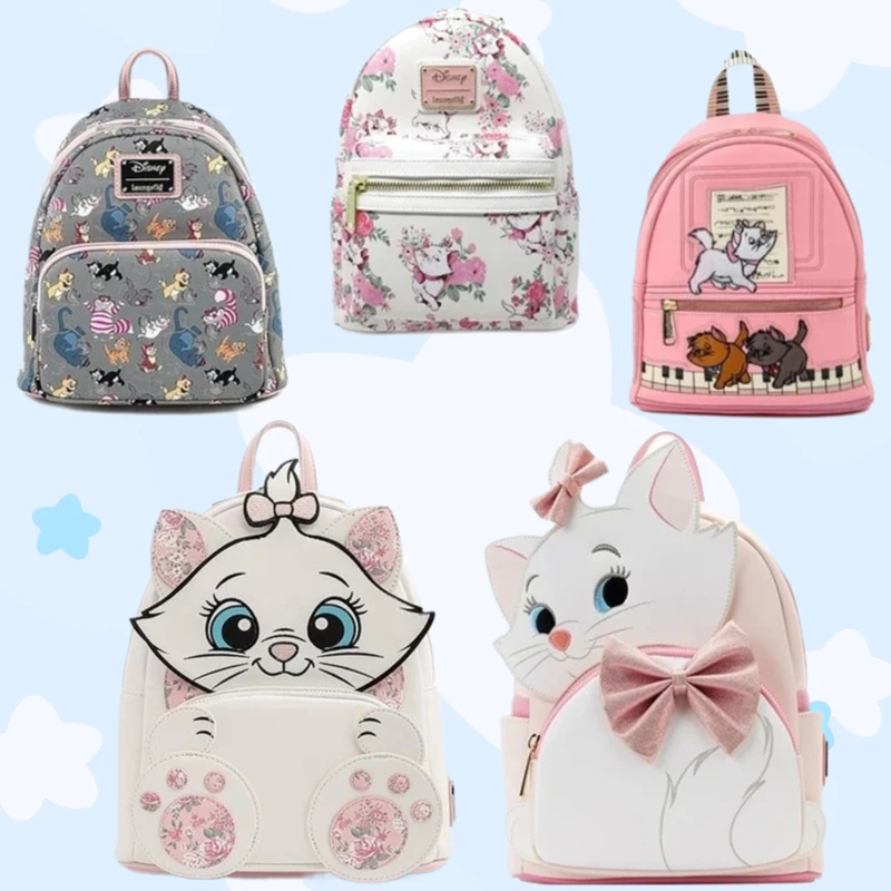 

Женский мини-рюкзак с двойным ремешком The Aristocats Marie с цветочным принтом и розовым бантом для фортепиано и котят