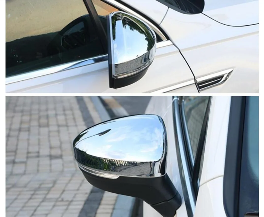 

For Volkswagen Tiguan 2016 - 2022 Rearview Mirror Shell Mirror Cap Decor Cover Trim ABS Chrome Carbon Fiber Look Accessories