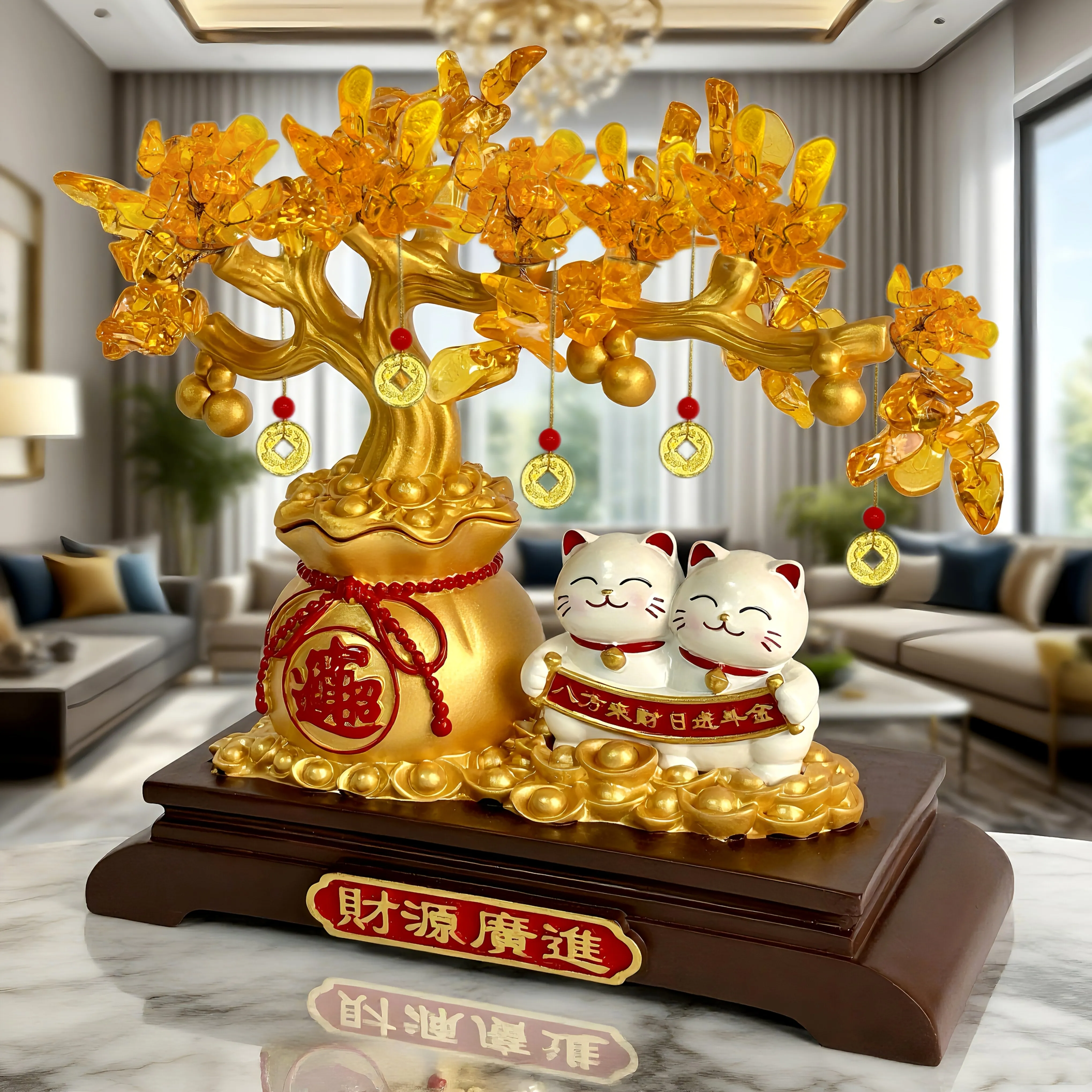 1pc, Wealth-Bringing Cat Figurine for Prosperity and Fortune, High-Quality Decoration for Living Room or Store Counter, Hous