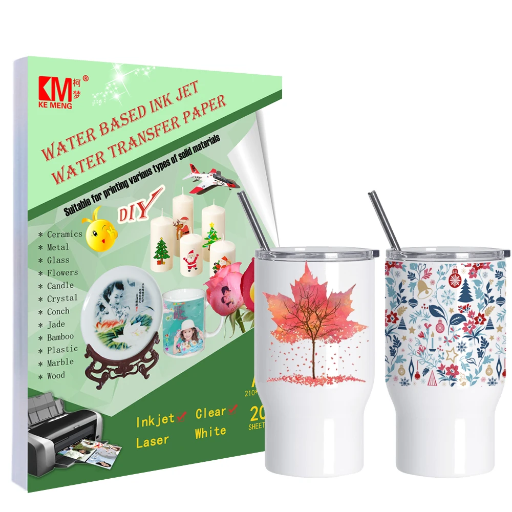 High Resolution DIY Design Cup for Inkjet Printer A4 Water Slide Transfer Printable Paper Transparent Waterslide Decal Paper