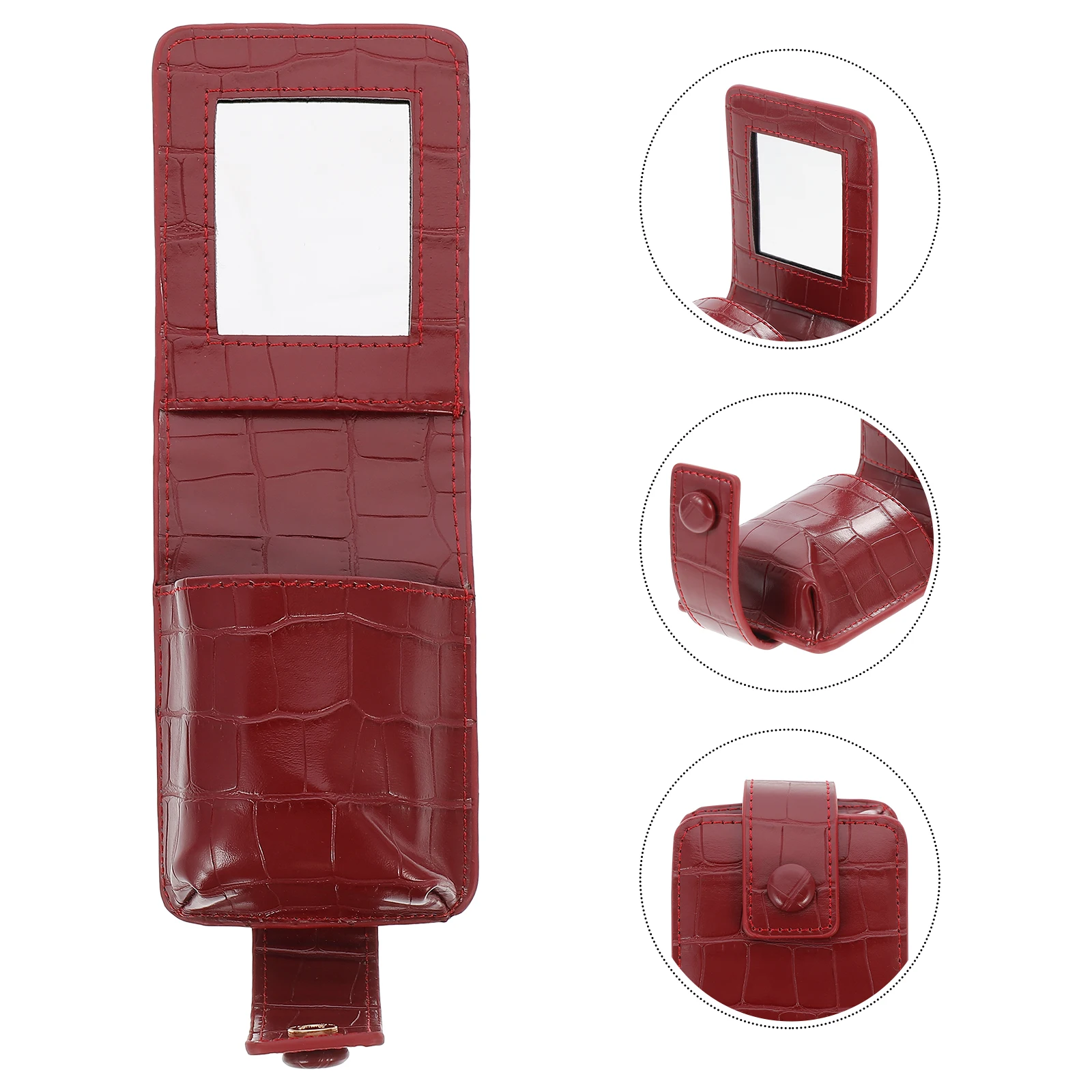 

Small PU Lipstick Bag Compact Makeup Pouch Travel Organizer with Mirror Mini Case for Women Girls Gift Birthday