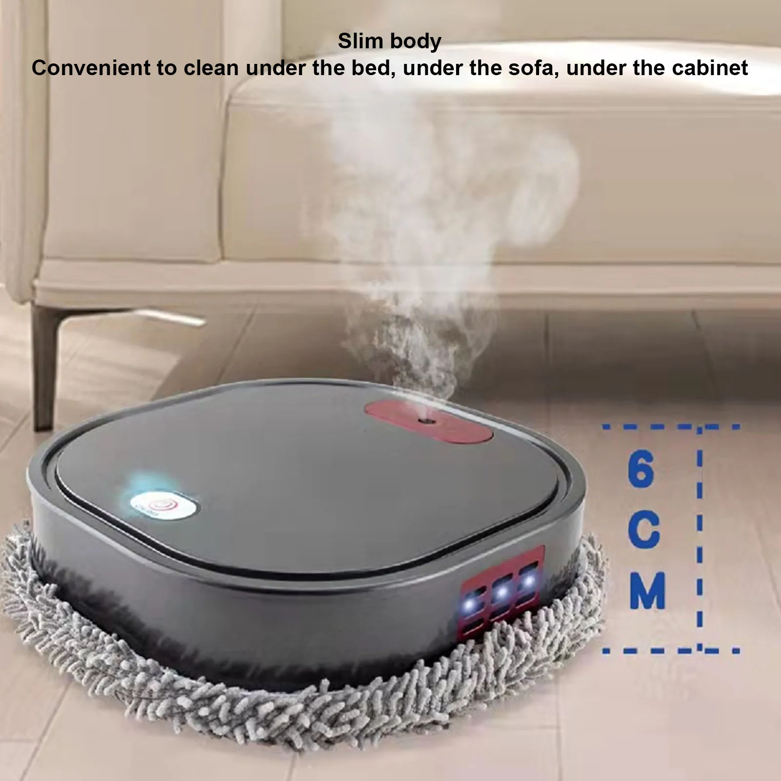 110V Automatic Spray Mopping Machine, Intelligent Robot Vacuum Cleaner, Wet and Dry Mopping, USB Charged - For All Floor Types