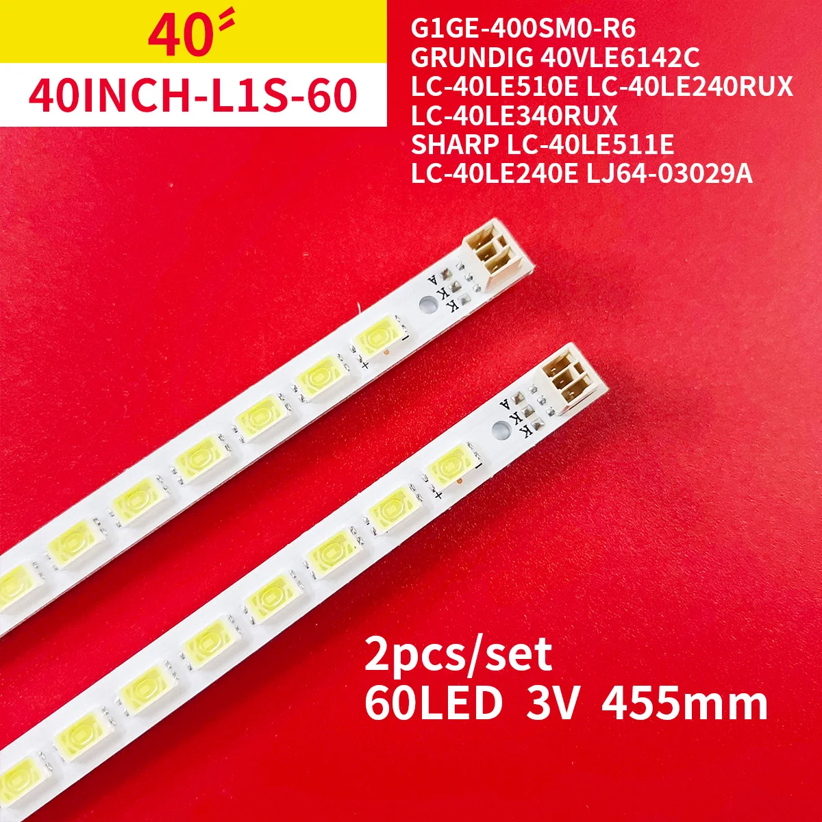 

LED Backlight strip 60 Lamp For 40"TV L40F3200B LJ64-03029A LTA400HM13 40INCH-L1S-60 G1GE-400SM0-R6 LED40880IX LJ64-03567A