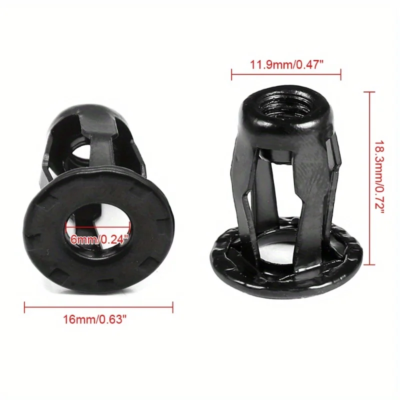 10pcs Black Metal Screw Base Clips Durable Car Trunk Front Rear License Plate Fixing Fastener Clips Car Interior Clips