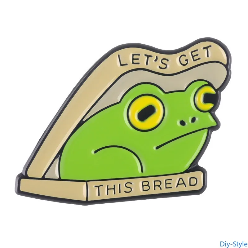 

Cartoon Frog Shaped Bread Alloy Brooch Badge Enamel Lapel Pins Wholesale