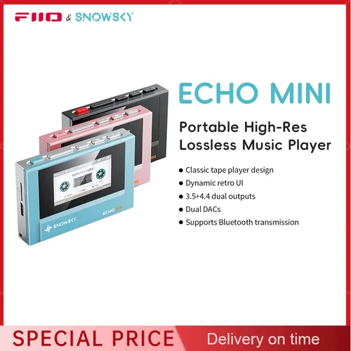 SnowSky FiiO Echo Mini HiFi Bluetooth MP3 reproductor de música pura 15 horas de reproducción 3,5mm/4,4mm salida de auriculares