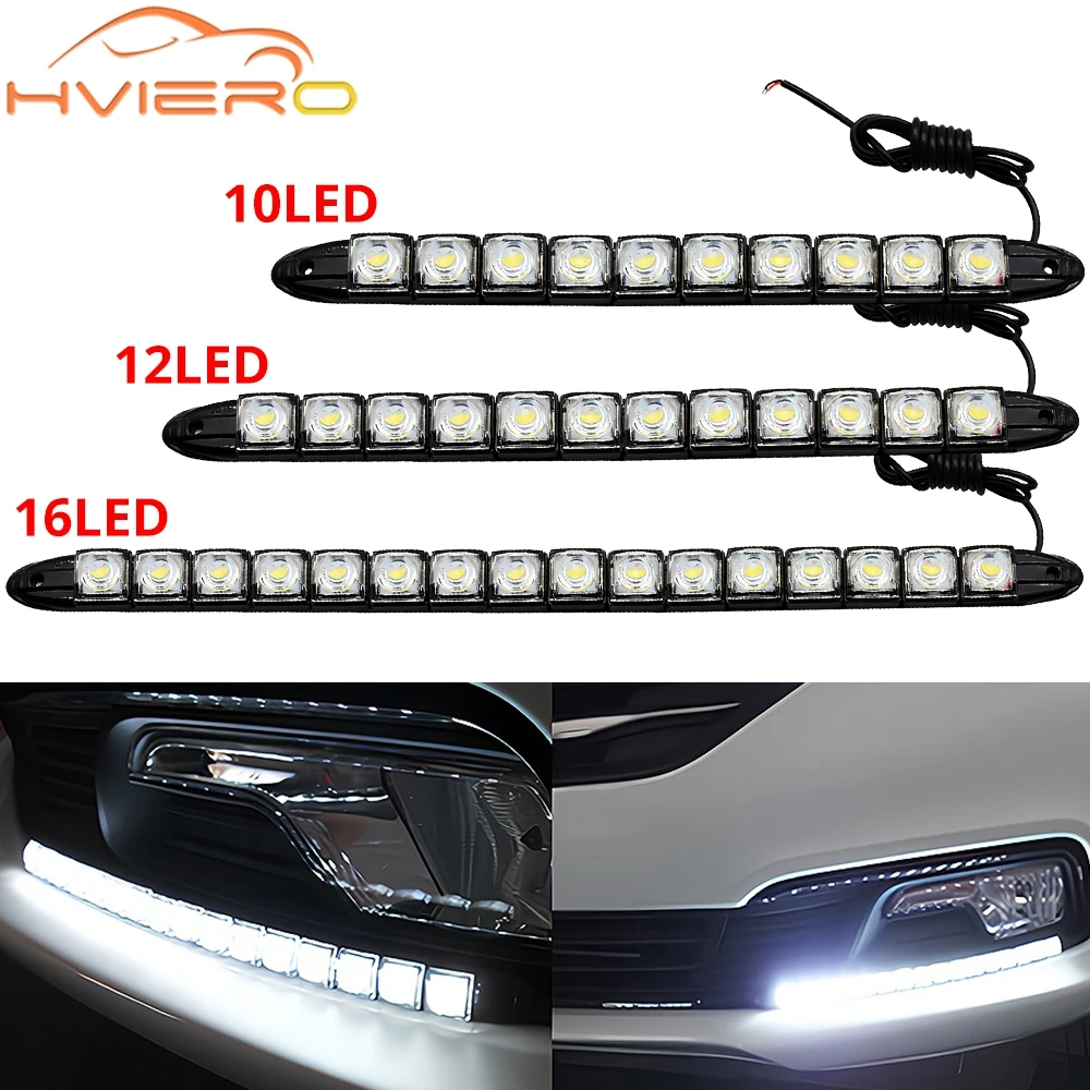 1pcs 10/12/16Led Car Daytime Running Light Turn Signal Led Lens Waterproof DRL Daylight White DC 12V HeadLamp Parking Fog Lamp