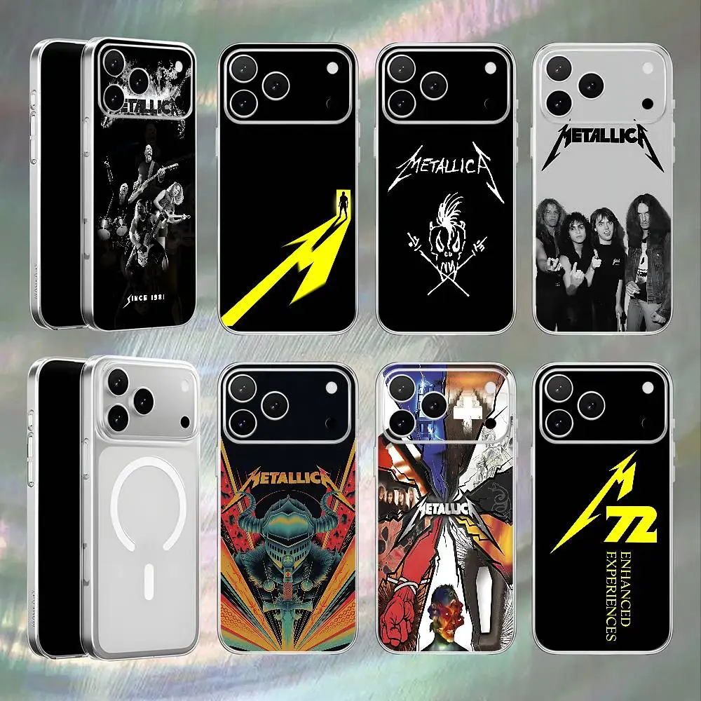 m-metallica Shockproof Transparent White Phone Case For iPhone 17,16,15,14,13,12,11,Pro,Max Magnetic Wireless Charging