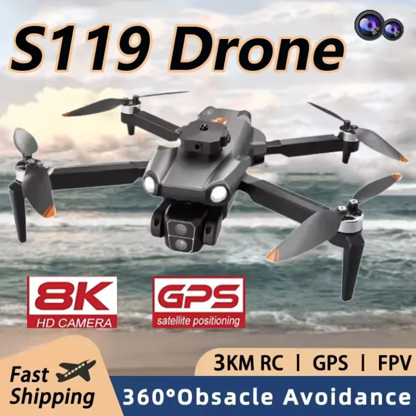 

2025New S119 Drone 5G WIFI Smart Obstacle Avoidance FPV 8K Profesional Dual Camera Brushless Motor aerial photography Quadcopter