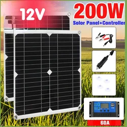 Solar Panel 12v Flexible  Panels 100w  Kit Controller Portable  Power Charger for Bank Battery Camping Car Boat RV  Plate