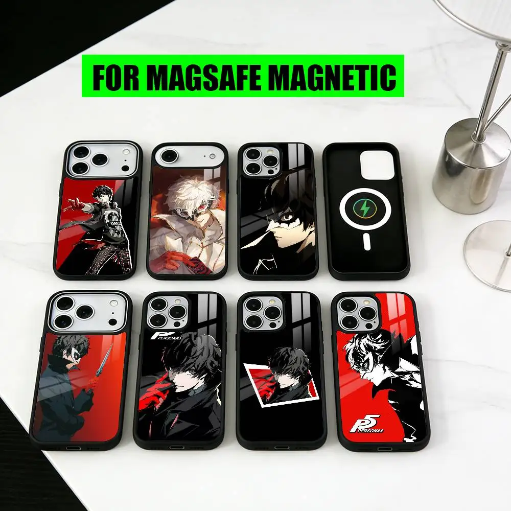 

P-Persona 5 COOL Anime Phone Case For iPhone17,16,15,14,13,12,11 Plus,Pro Magnetic with Magsafe Wireless Charging