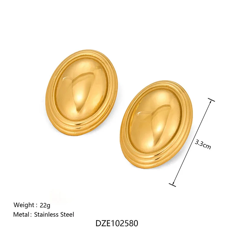 أقراط بيضاوية الشكل للنساء أقراط هندسية مجوهرات من صلب لا يصدأ مجوهرات مقاومة للماء جديدة في عام 2026