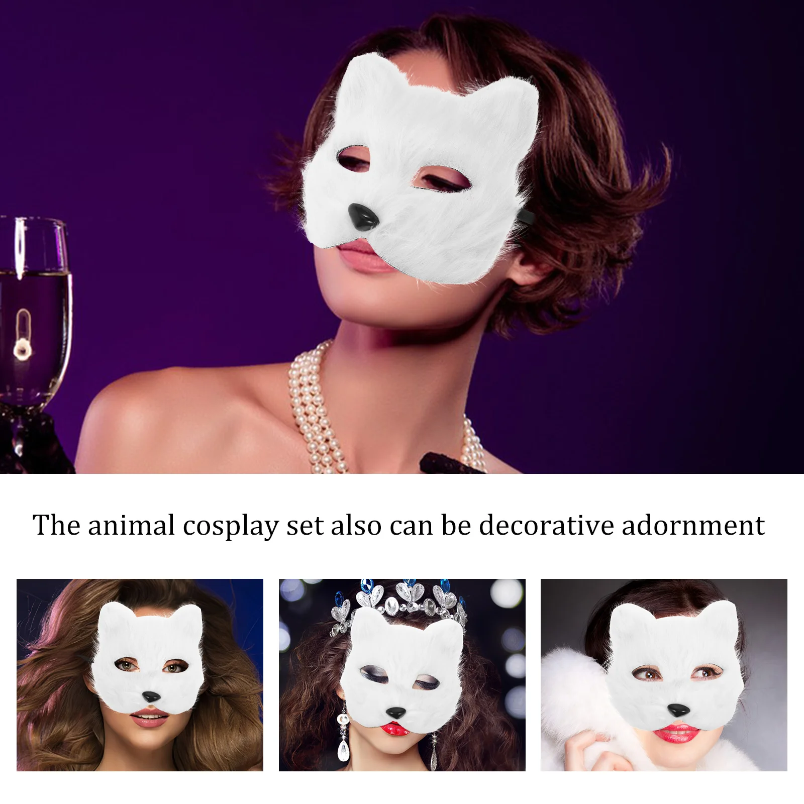 

1Set Wolf Costume Mask Gloves Tail Animal Cosplay Kit Masquerade Festival Performance Decorative Photo Props