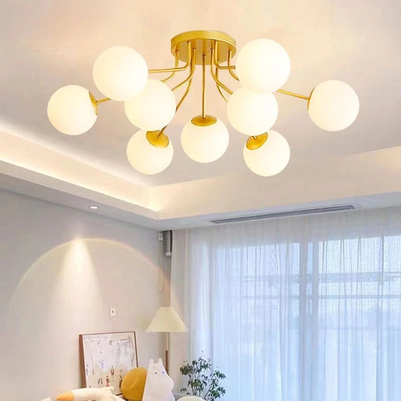 Nordic Magic Bean Living Room Ceiling Light Creative LED Restaurant Bedroom Glass Chandelier Modern Minimalist Lighting Fixtures