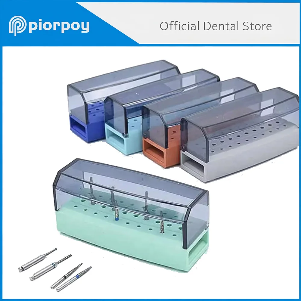 

PIORPOY 30 Holes Drills Stand Block Dental High And Low Speed Handpiece Burs Holder Disinfection Dentistry Organizers Box