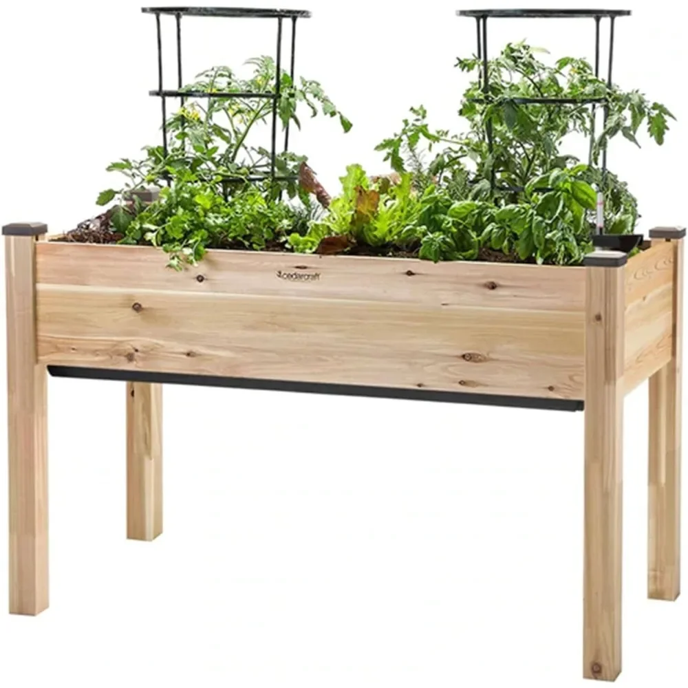 Convenient Self-Watering Elevated Cedar Planter 23