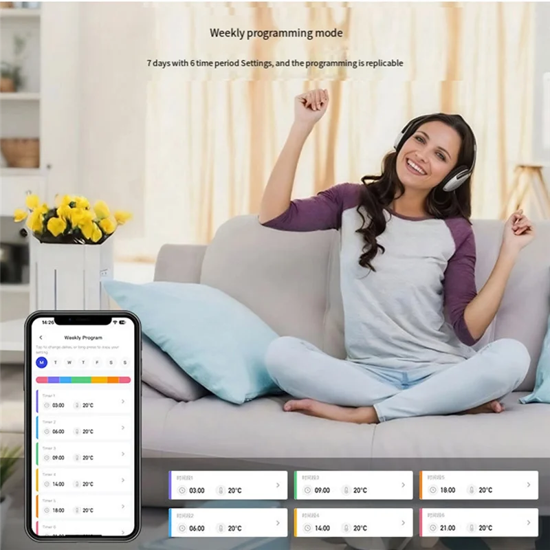 RMWIN-Tuya Interruptor De Válvula De Control De Temperatura Inteligente, Control De Aplicación Inteligente Control De Voz Regulación De Temperatura De Hogar Inteligente
