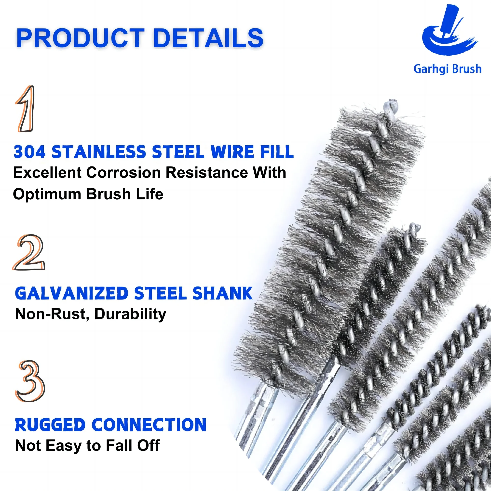 Stainless Steel Power Wire Pipeline Brushes Automatic Hand Use Bore Hole Cleaning Rust Removal Welds Slags Deburring Drill Tools