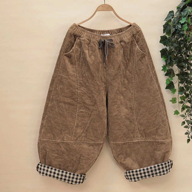 

Женские повседневные брюки-шаровары, новинка 2025 года, зимние, в простом винтажном стиле, из вельвета, свободные, теплые, M2287